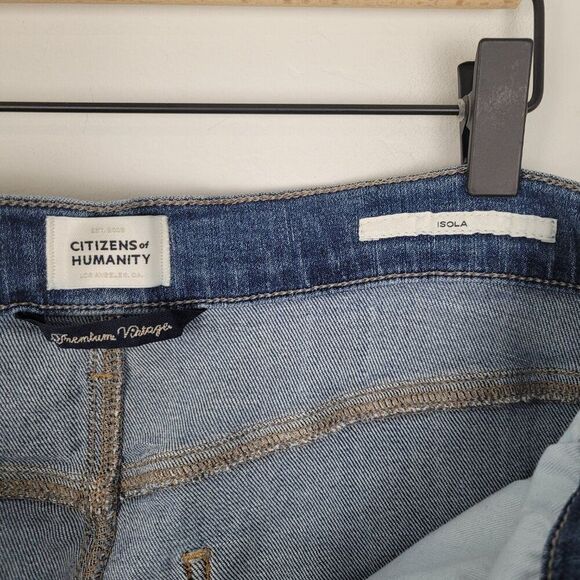 Citizens Of Humanity Isola Straight Crop Jeans Stretch Raw Hem Blue Size 29 - Picture 16 of 16